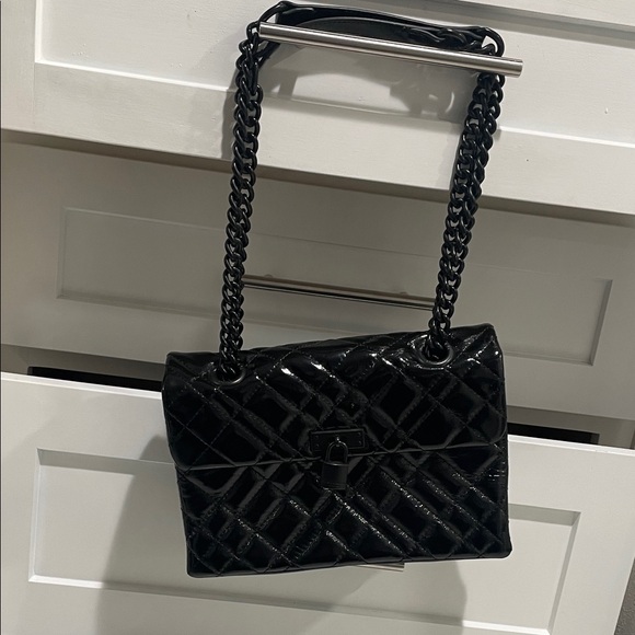 Kurt Geiger London Brixton Quilted Black Brixton Patent Leather Crossbody Bag - Picture 3 of 11
